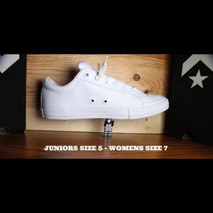 NWB ALL WHITE LEATHER CONVERSE SNEAKERS